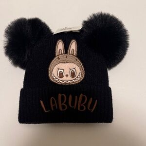 Labubu Black Kids Pom Pom Hat